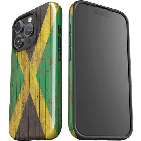 Jamaican Flag Dark Wood iPhone 16 Pro Max Impact Case